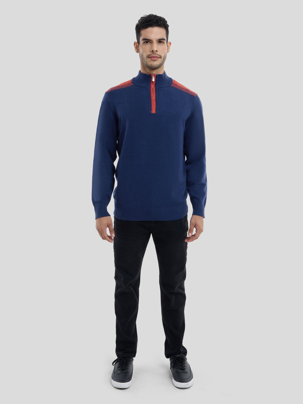 GentleKnit Half-Zip Contrast Color Sweater