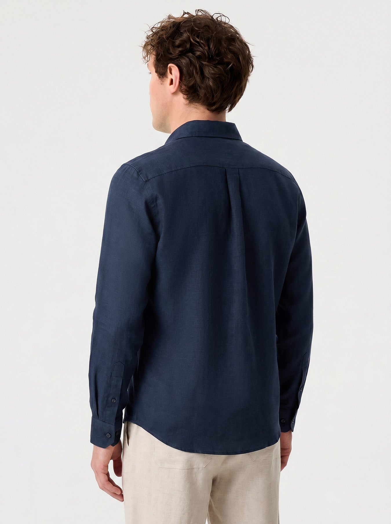 Natural Linen Long Sleeve Pocket Shirt