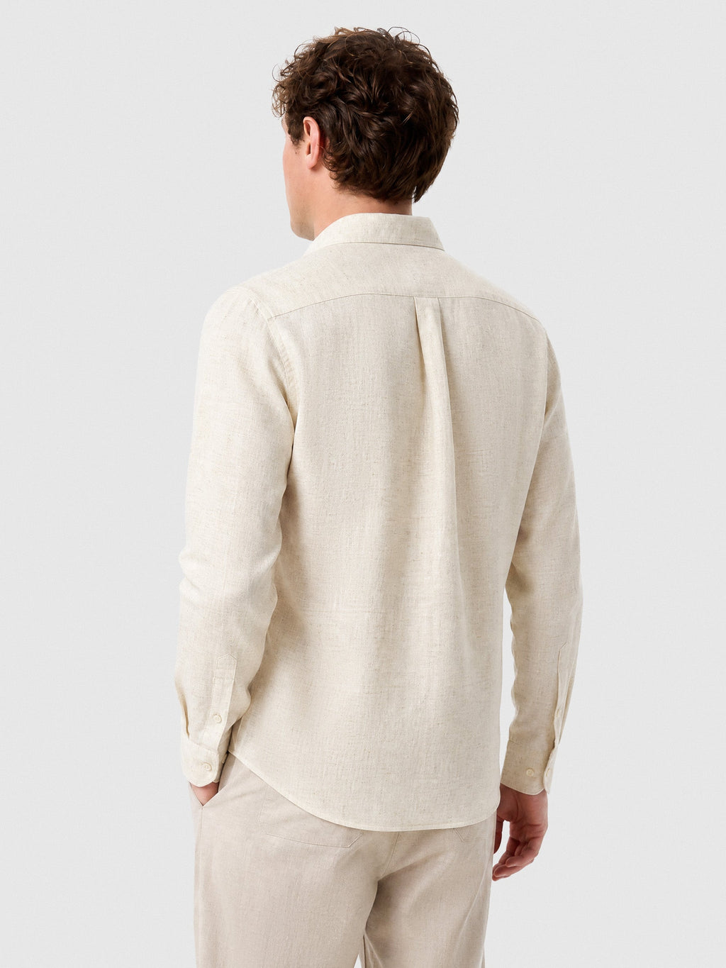 Natural Linen Long Sleeve Pocket Shirt