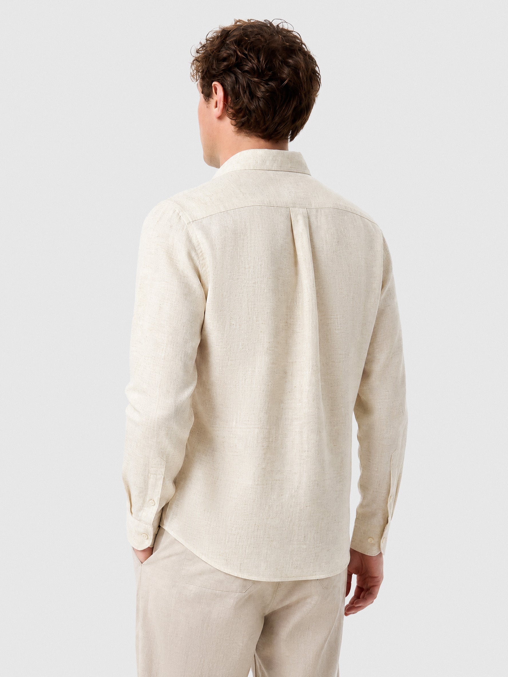 Natural Linen Long Sleeve Pocket Shirt